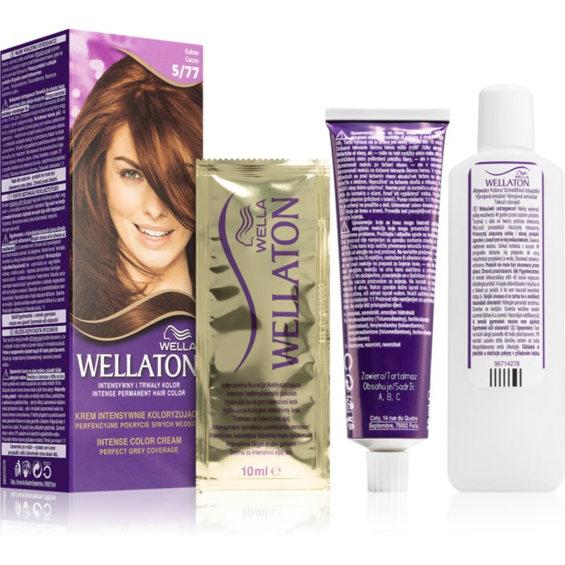 Wella Wellaton Intense перманентна фарба для волосся з екстрактом аграну відтінок 5/77 Cacao 1 кс