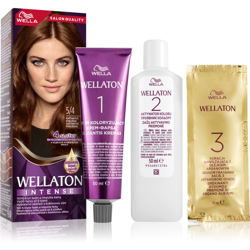 Wella Wellaton Intense coloration cheveux permanente à l'huile d'argan teinte 5/4 Chestnut 1 pcs female