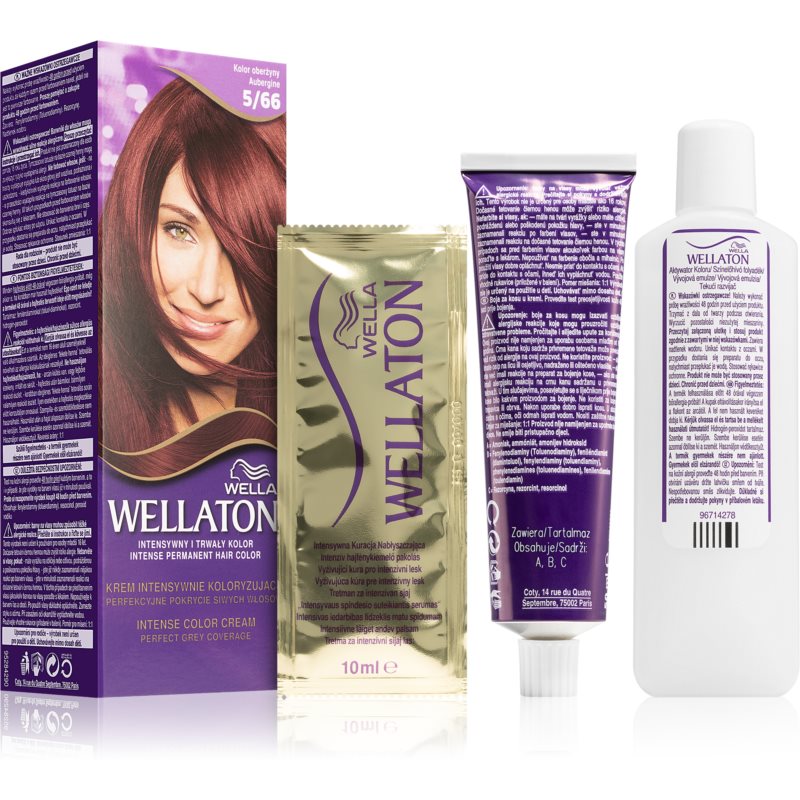 Wella Wellaton Intense перманентна фарба для волосся з екстрактом аграну відтінок 5/66 Aubergine 1 кс