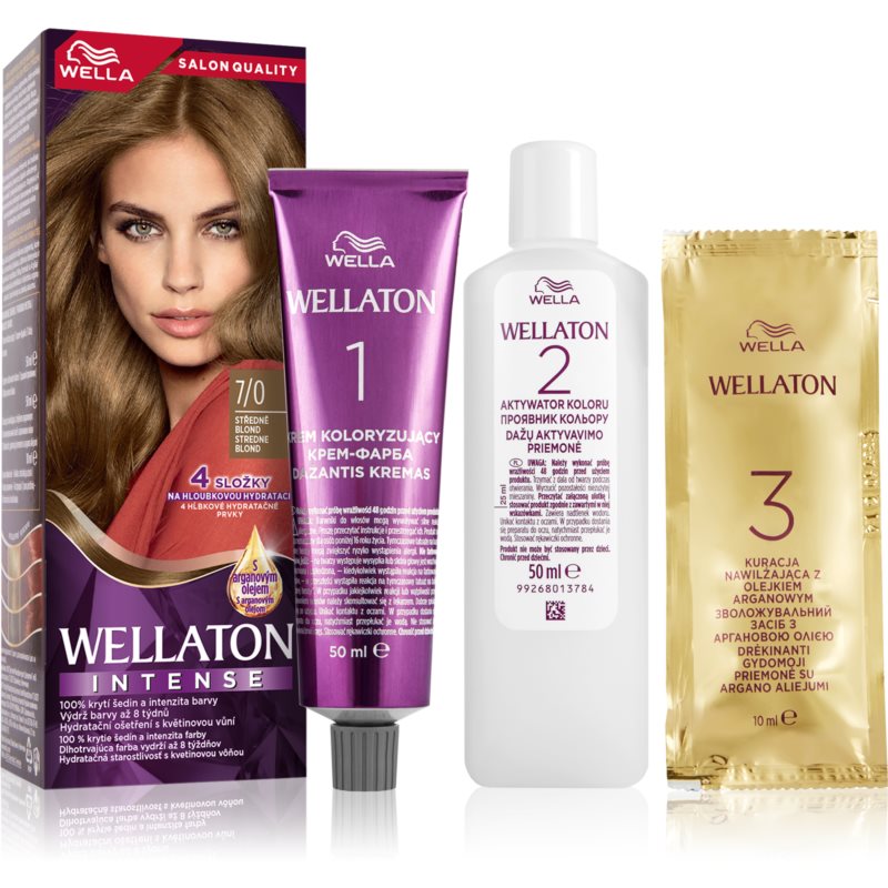 Wella Wellaton Intense coloration cheveux permanente à l'huile d'argan teinte 7/0 Medium Blonde 1 pcs female