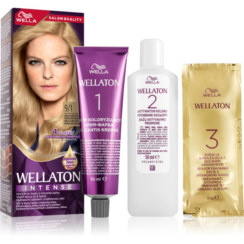 Wella Wellaton Intense coloration cheveux permanente à l'huile d'argan teinte 9/1 Special Light Ash Blonde 1 pcs female