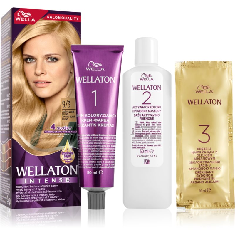 Wella Wellaton Intense перманентна фарба для волосся з екстрактом аграну відтінок 9/3 Gold Blonde 1 кс