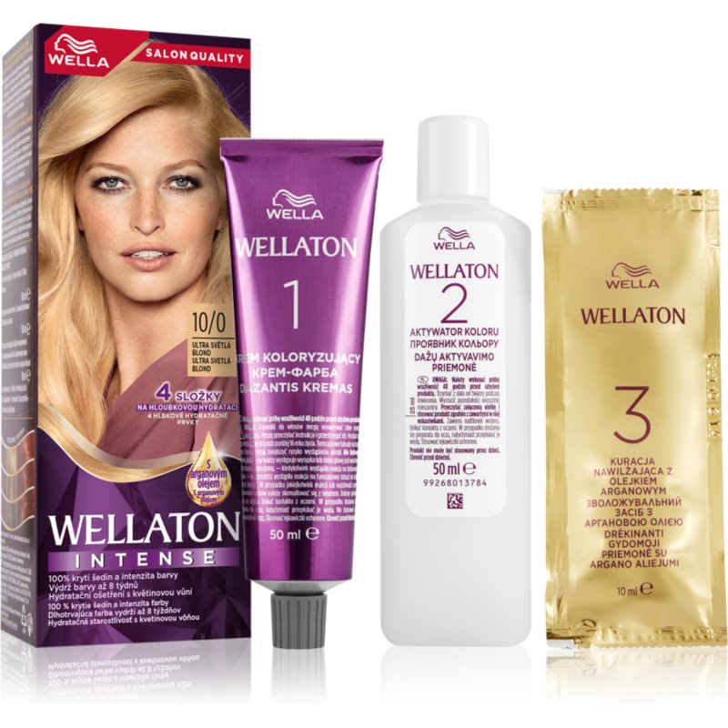 Wella Wellaton Intense coloration cheveux permanente à l'huile d'argan teinte 10/0 Lightest Blonde 1 pcs female