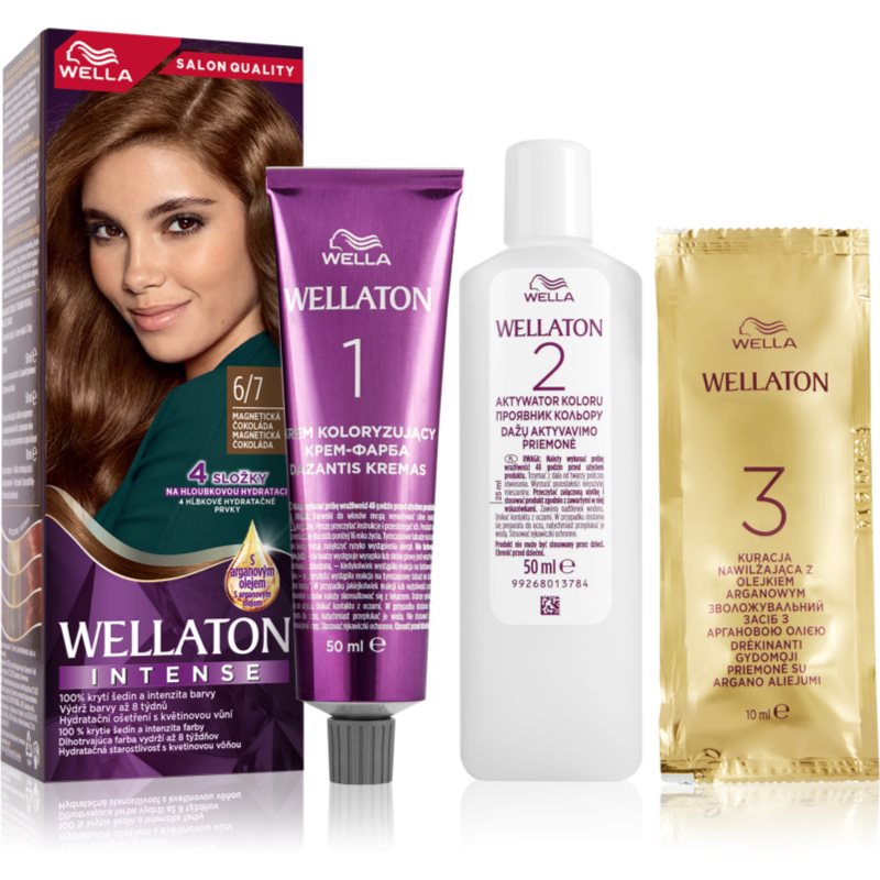Wella Wellaton Intense coloration cheveux permanente à l'huile d'argan teinte 6/7 Magnetic Chocolate 1 pcs female