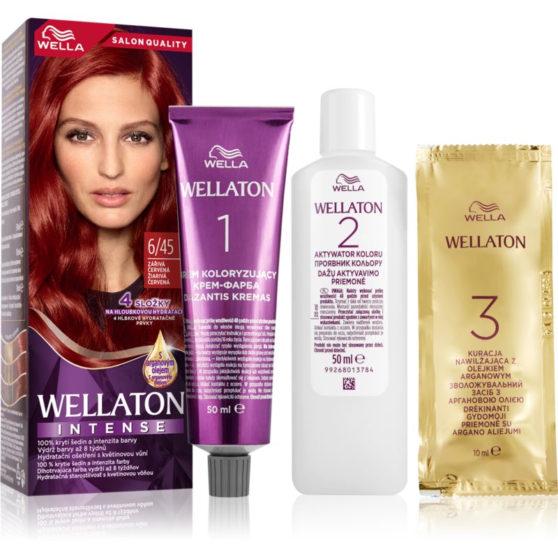 Wella Wellaton Intense permanent hair dye with argan oil shade 6/45 Red Passion 1 pc
