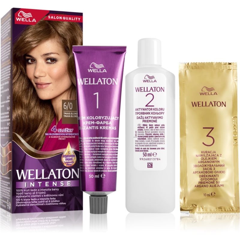 Wella Wellaton Intense перманентна фарба для волосся з екстрактом аграну відтінок 6/0 Dark Blonde 1 кс