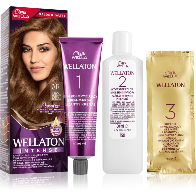 Wella Wellaton Intense Permanent Hair Dye With Argan Oil Shade 7/17 Frosted Chocolate 1 Pc