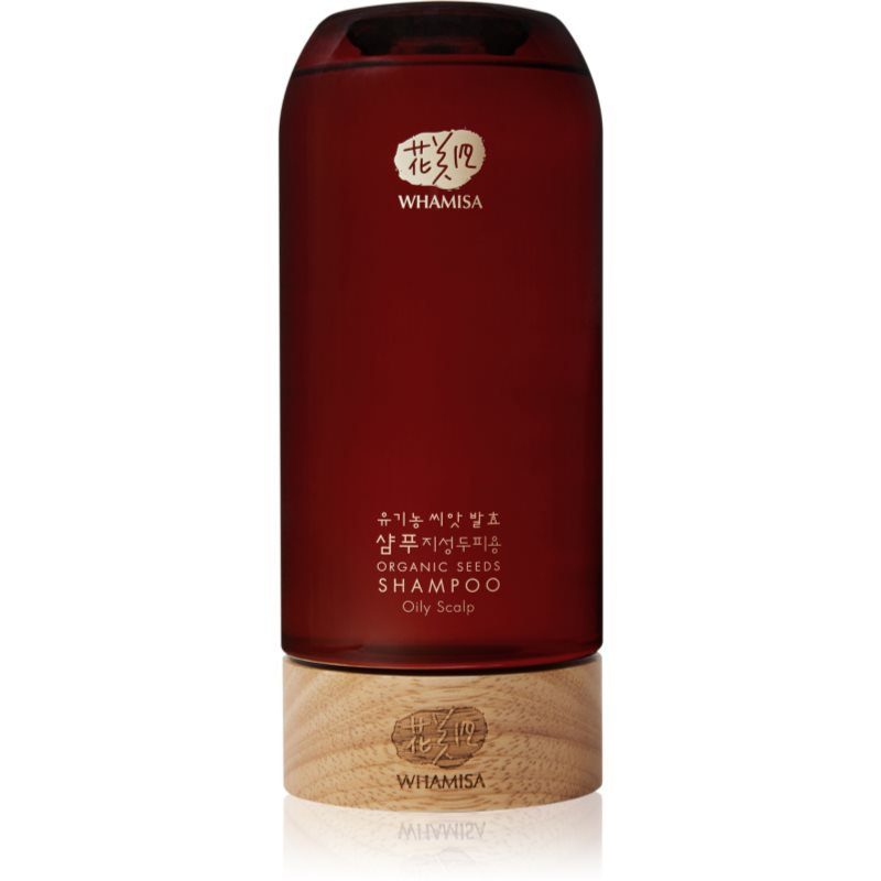 WHAMISA Organic Seeds Shampoo natūralus žolelių šampūnas riebiai galvos odai 510 ml