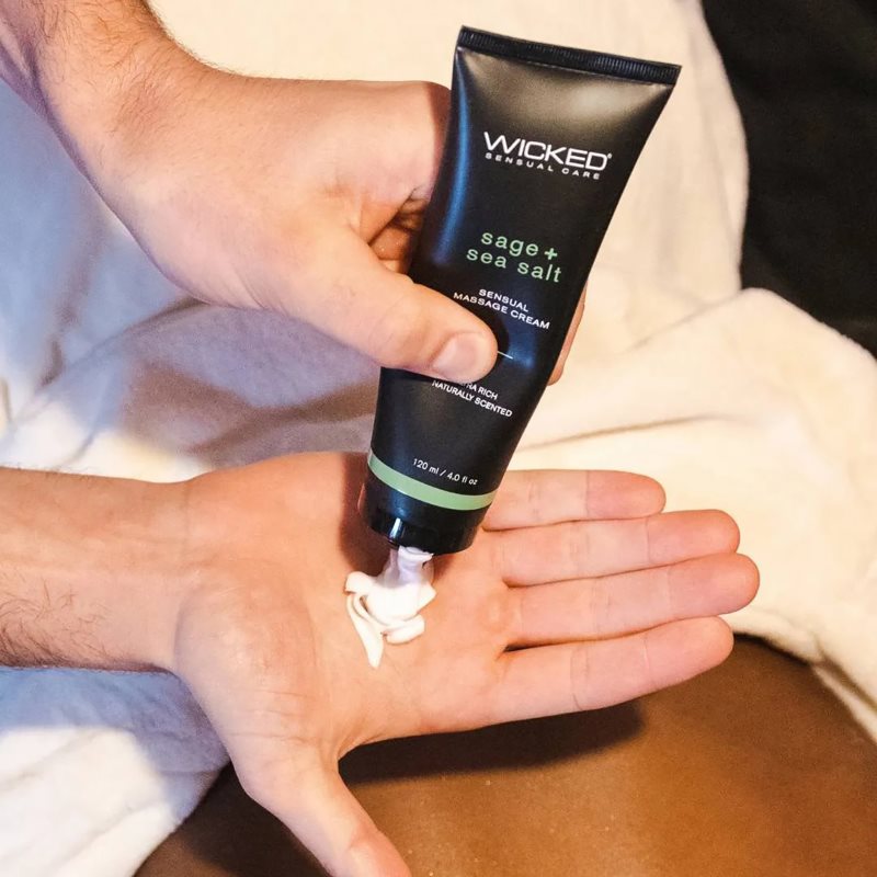 Wicked Sensual Massage Cream Crème De Massage Sage + Sea Salt Scented 120 Ml