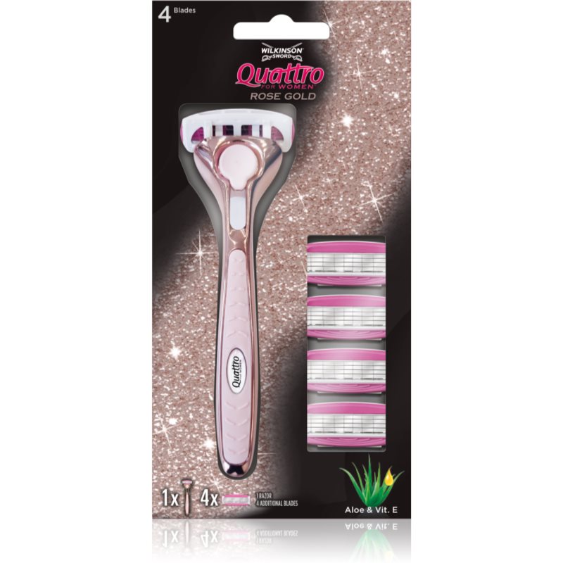 Wilkinson Sword Quattro for Women Rose Gold жіночий пристрій для гоління Змінні картриджі 4 шт 1 кс