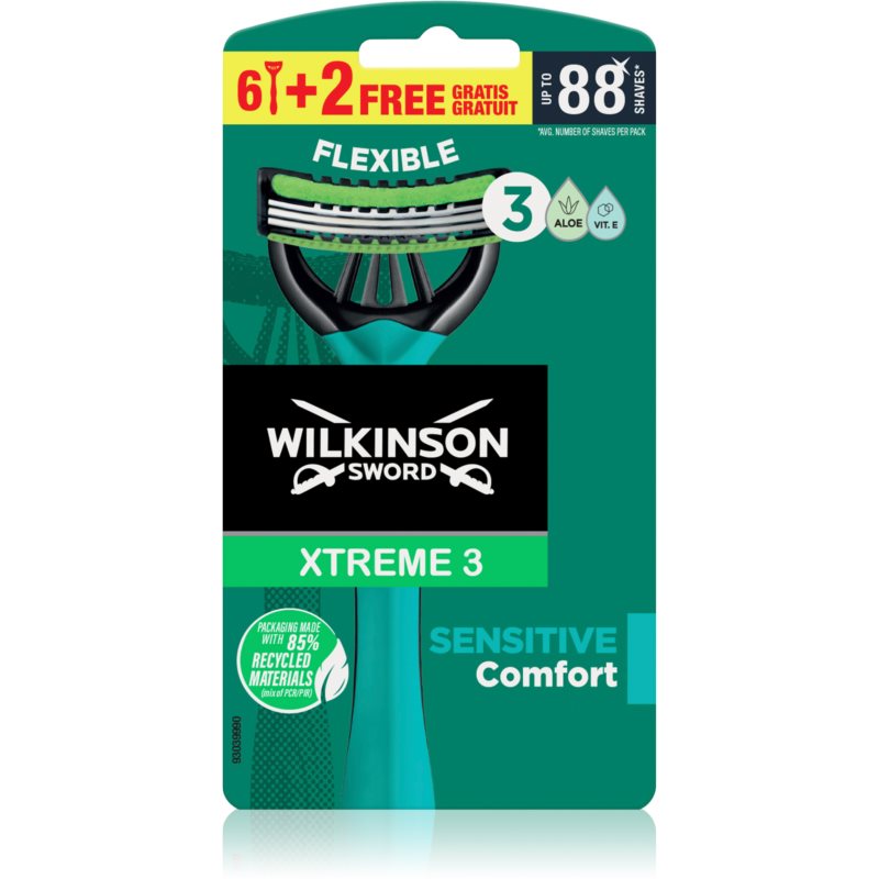 Wilkinson Sword Xtreme 3 Sensitive Comfort Disposable Razors For Men 8 Pc