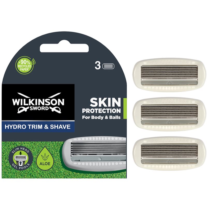 Wilkinson Sword Hydro Trim And Shave Skin Protection For Body And Balls Spare Heads 3 Pc