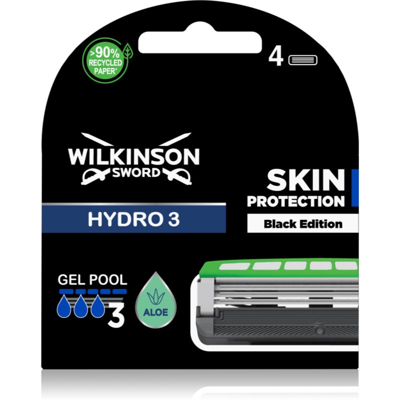 Wilkinson Sword Hydro3 Skin Protection Black Edition nadomestne glave 4 kos