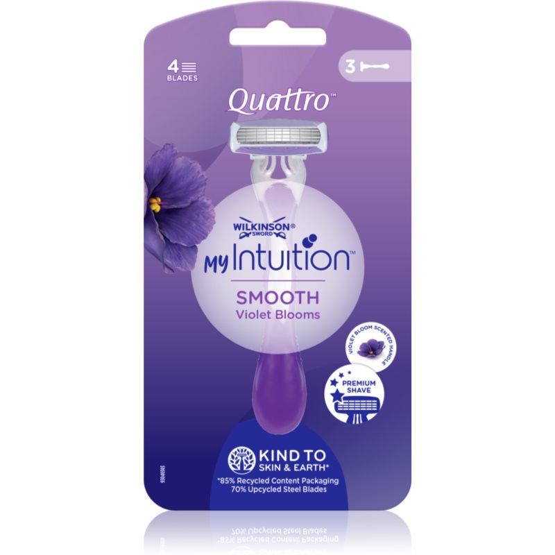 Wilkinson Sword Quattro for Women My Intuition Smooth rasoirs jetables Violet Blooms 3 pcs female