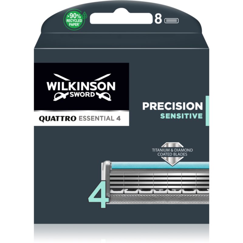 Wilkinson Sword Quattro Titanium Sensitive náhradné hlavice 8 ks