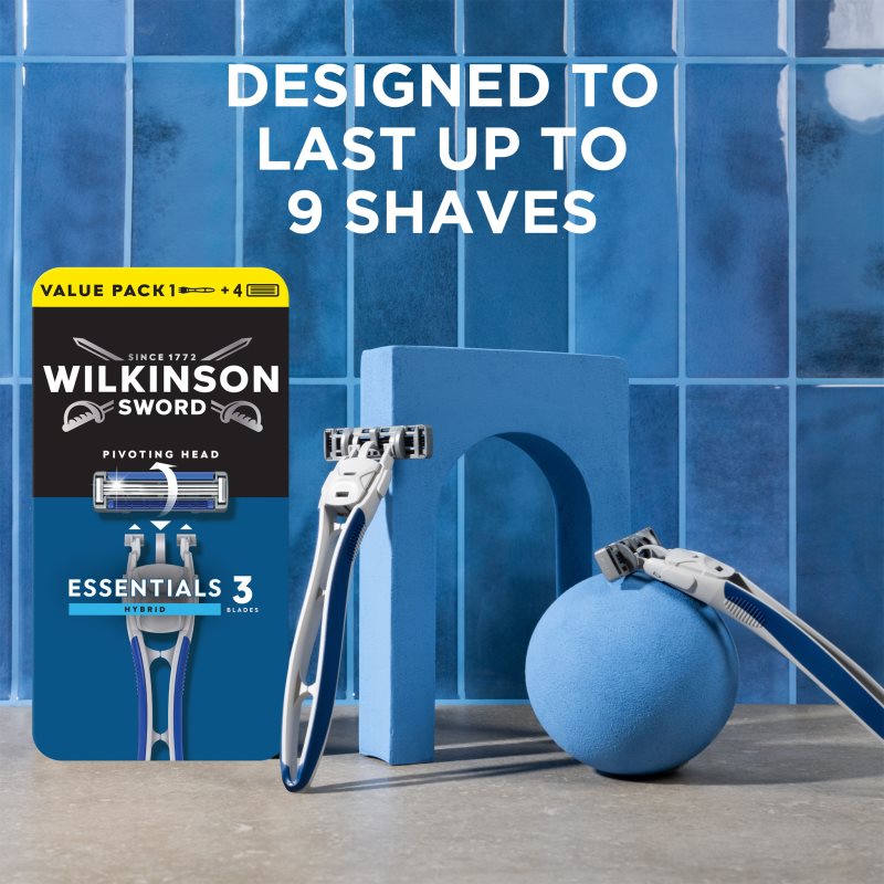 Wilkinson Sword Essentials 3 Hybrid holiaci strojček + náhradné hlavice 4 ks (obrázok 5)