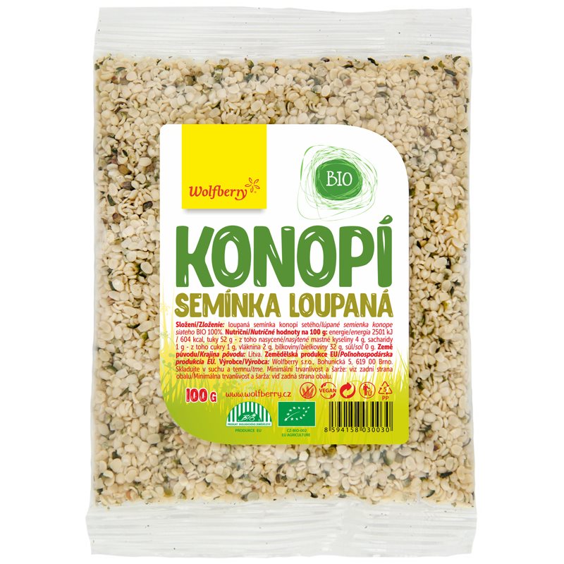 Wolfberry Konopné semienko lúpané BIO semienka v BIO kvalite 100 g