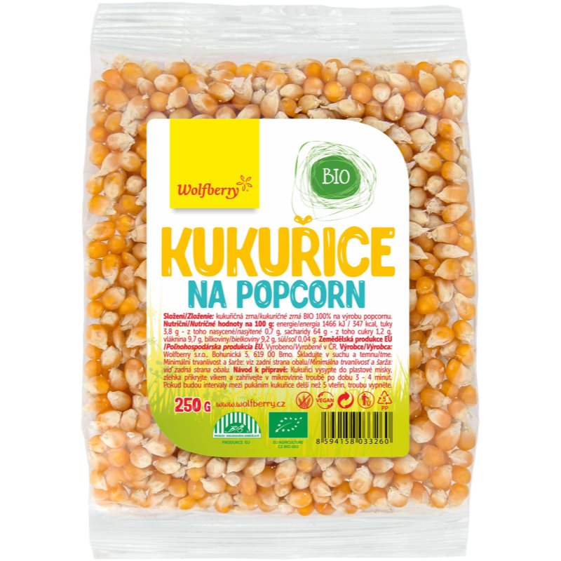 Wolfberry Kukurica na popcorn BIO na prípravu pukancov v BIO kvalite 250 g