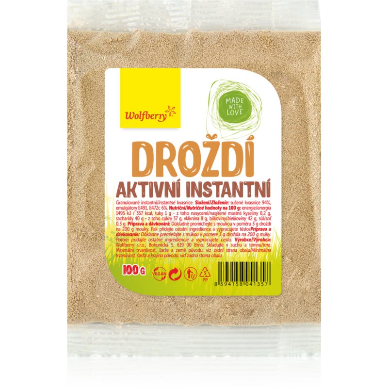 Wolfberry Droždí aktivní instantní 100 g koupíte na Notino.cz