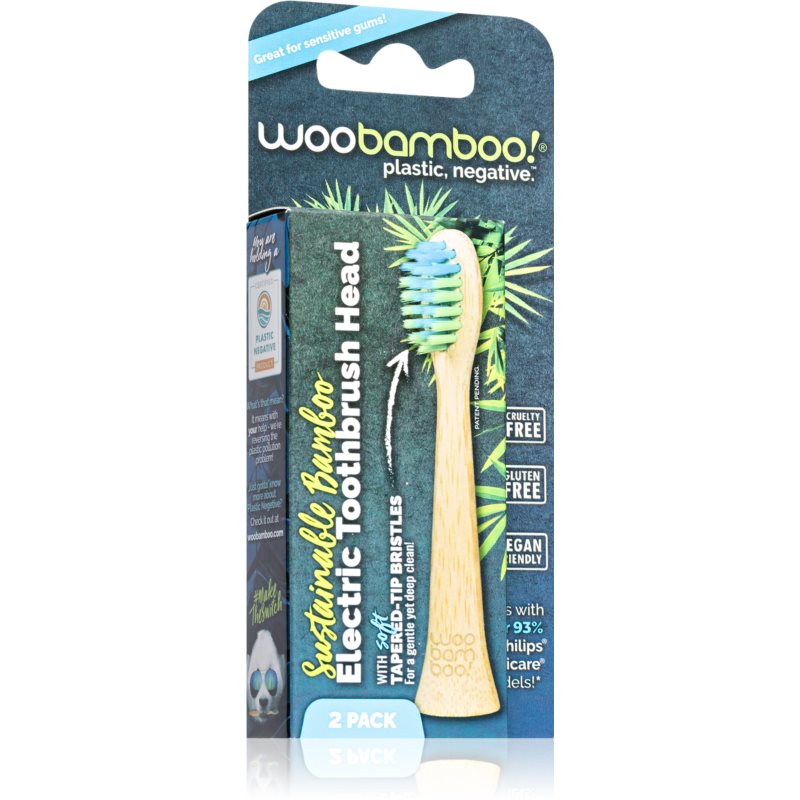 Woobamboo Eco Electric Toothbrush Head dantų šepetėlio pakaitinės galvutės iš bambuko 2 vnt.