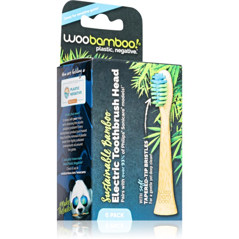 Woobamboo Eco Electric Toothbrush Head dantų šepetėlio pakaitinės galvutės iš bambuko 6 vnt.