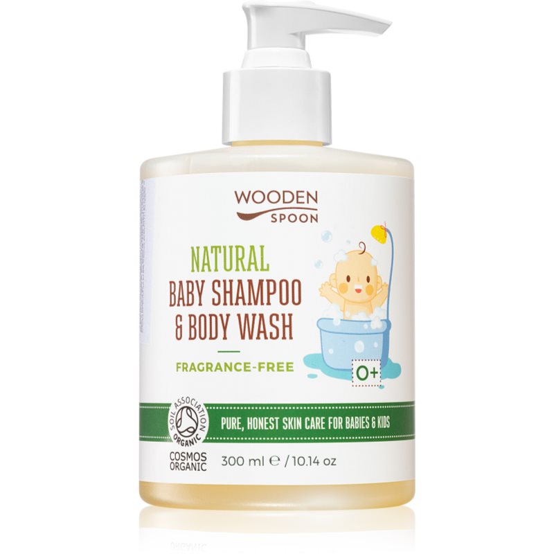 WoodenSpoon Natural Shampoo And Shower Gel For Kids Fragrance-Free 300 Ml