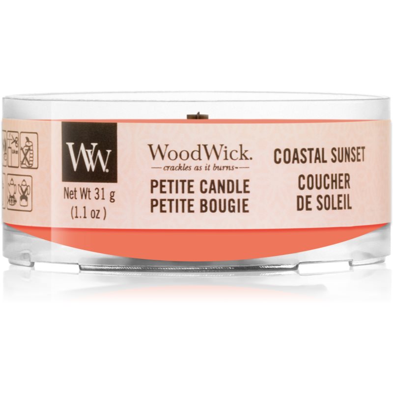 Woodwick Coastal Sunset nedidelė kvapni žvakė medinė dagtis 31 g