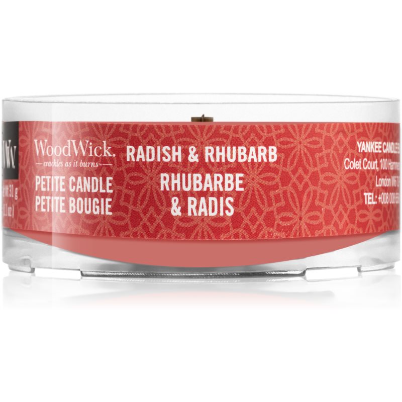 

Woodwick Radish & Rhubarb вотивна свічка з дерев'яним гнітом