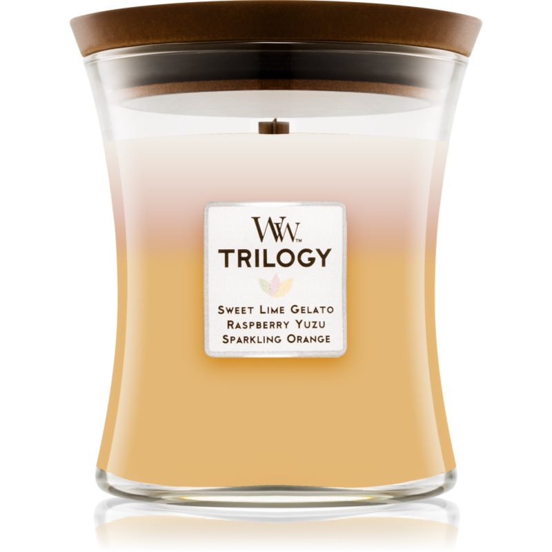 

Woodwick Trilogy Summer Sweets aроматична свічка з дерев'яним гнітом