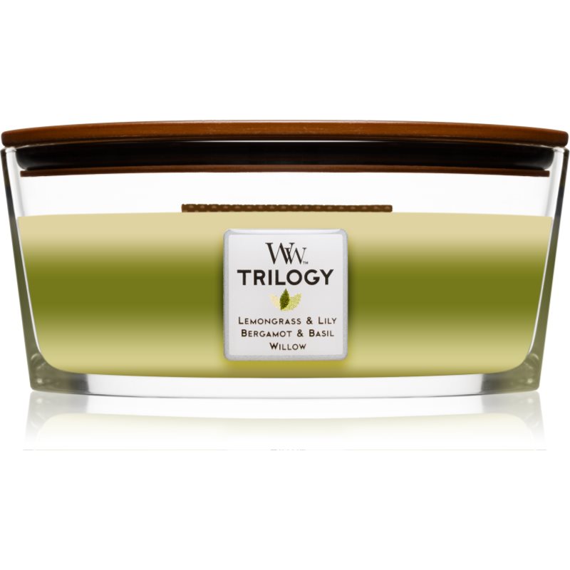 

Woodwick Trilogy Garden Oasis aроматична свічка з дерев'яним гнітом (hearthwick