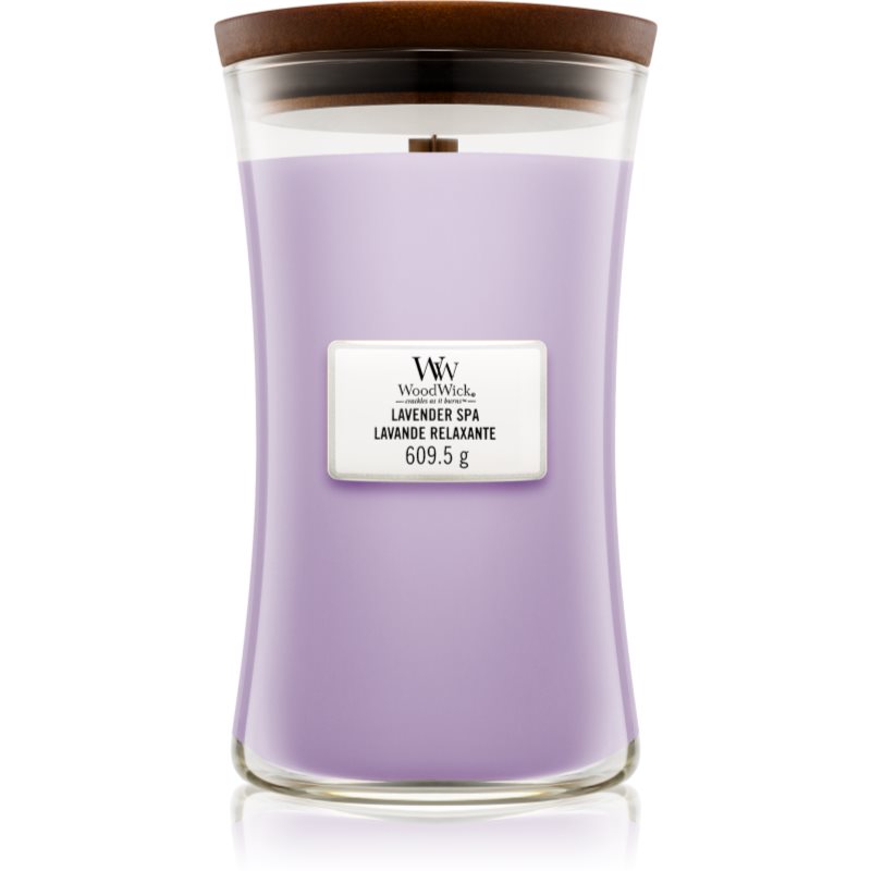 Woodwick Lavender Spa mirisna svijeća s drvenim fitiljem 609.5 g
