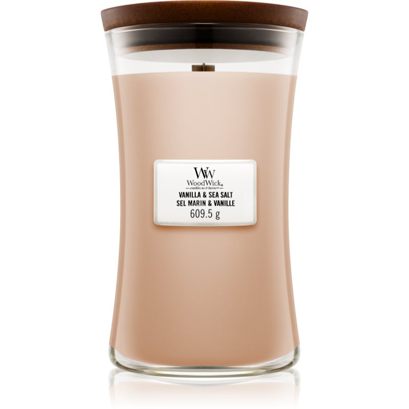 Woodwick Vanilla & Sea Salt mirisna svijeća s drvenim fitiljem 609.5 g