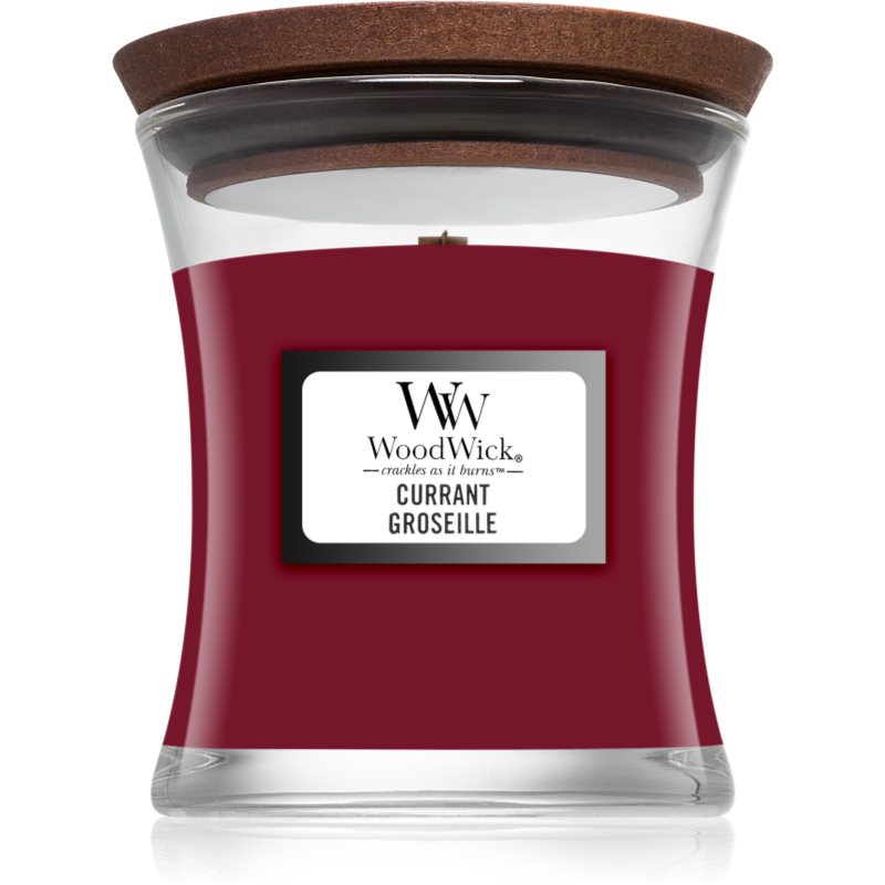 Woodwick Currant scented candle with wooden wick 85 g
