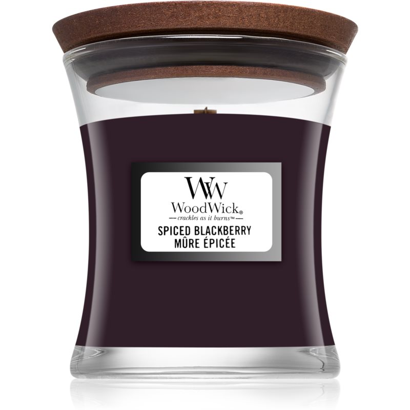Woodwick Spiced Blackberry mirisna svijeća s drvenim fitiljem 85 g
