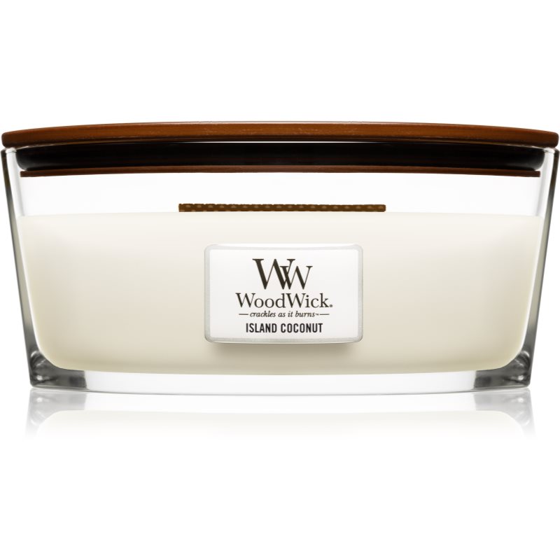 Woodwick Island Coconut scented candle with wooden wick (hearthwick) 453 g
