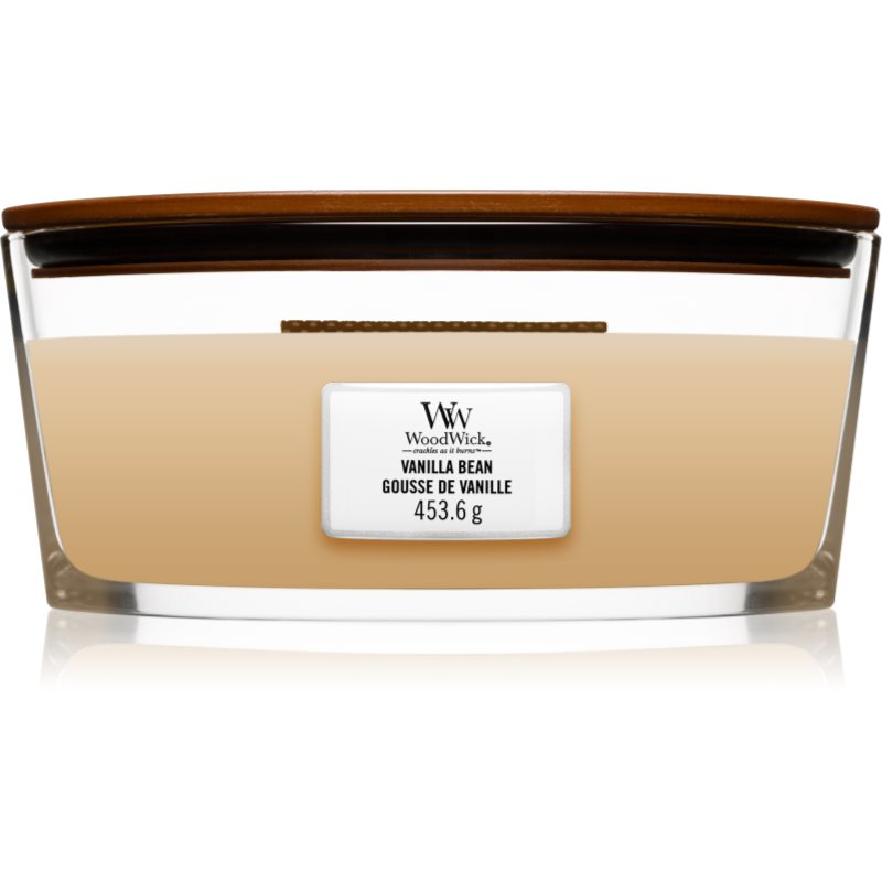

Woodwick Vanilla Bean aроматична свічка з дерев'яним гнітом (hearthwick