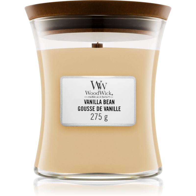 Woodwick Vanilla Bean mirisna svijeća s drvenim fitiljem 275 g