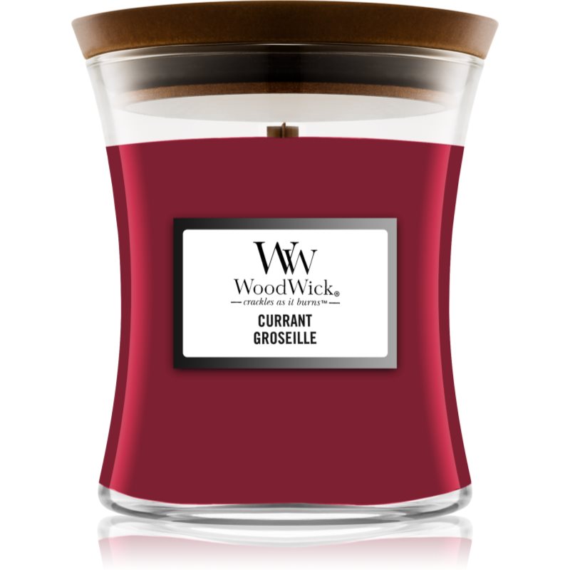Woodwick Currant scented candle with wooden wick 275 g
