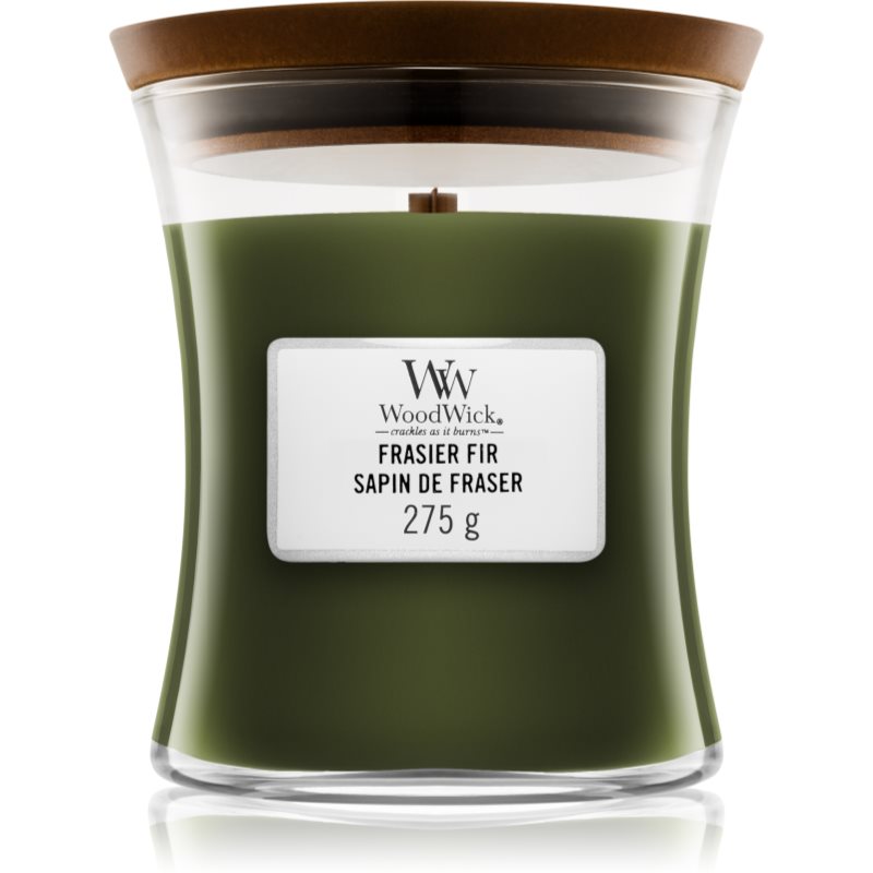 Woodwick Frasier Fir vonná sviečka s dreveným knotom 275 g