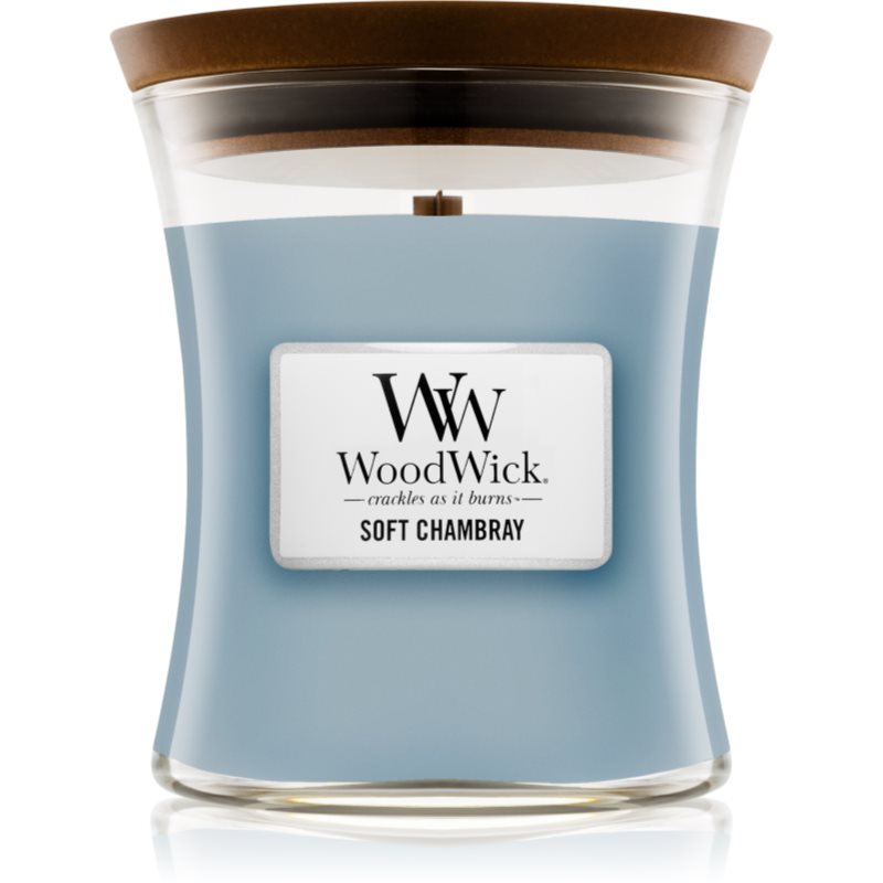 

Woodwick Soft Chambray ароматизована свічка  з дерев'яним гнітом