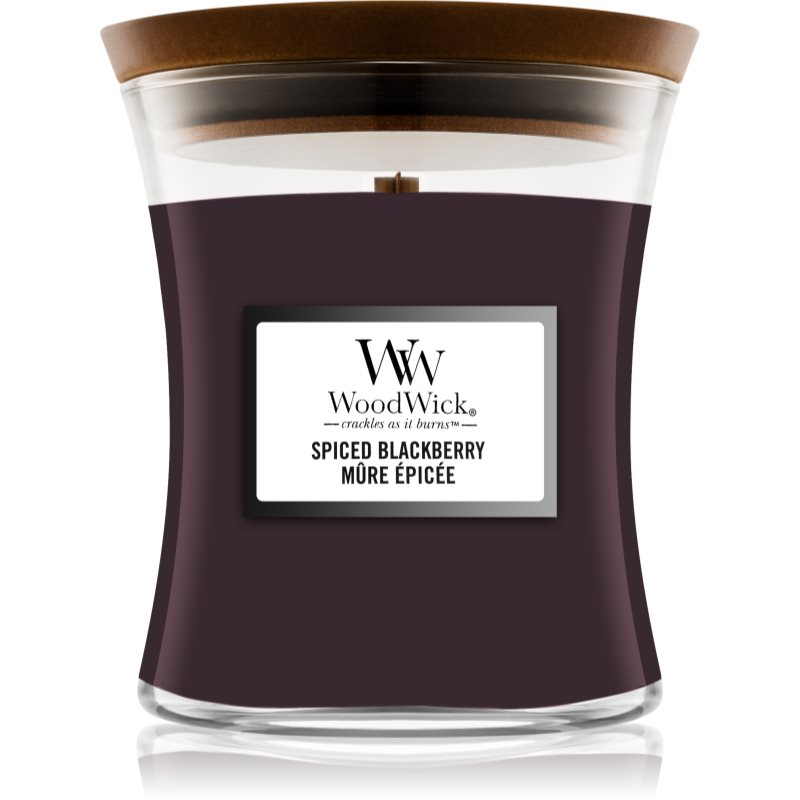 Woodwick Spiced Blackberry scented candle with wooden wick 275 g
