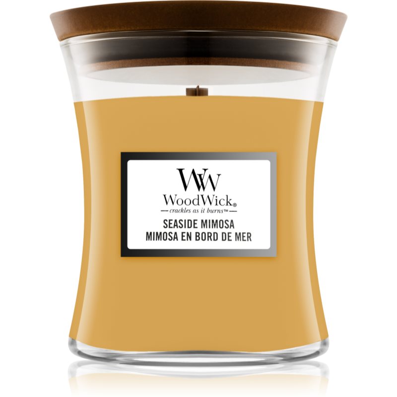 Woodwick Seaside Mimosa scented candle with wooden wick 275 g
