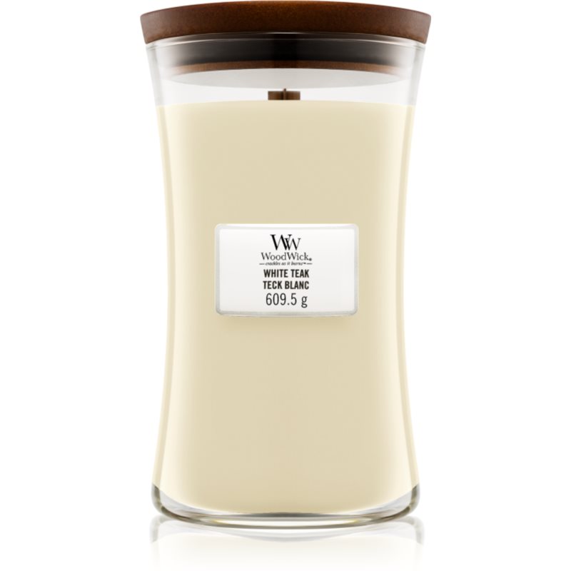 Woodwick White Teak scented candle with wooden wick 609.5 g
