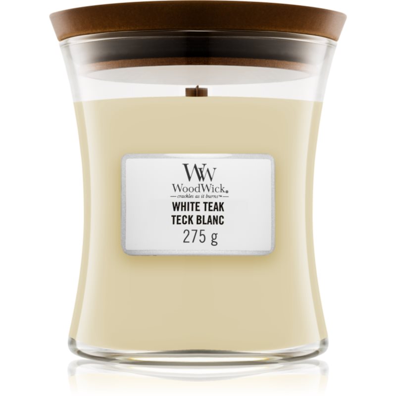 Woodwick White Teak Scented Candle With Wooden Wick 275 G