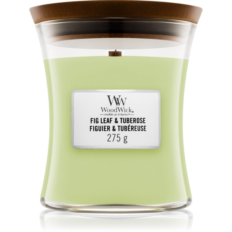 

Woodwick Fig Leaf & Tuberose aроматична свічка з дерев'яним гнітом