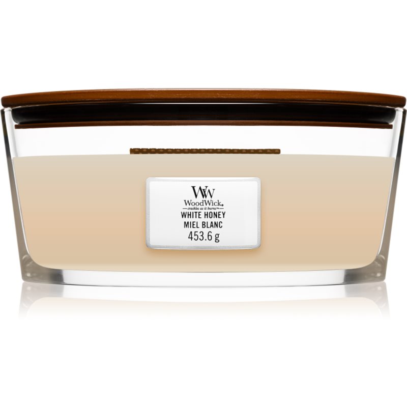 Woodwick White Honey Aроматична свічка з дерев'яним гнітом (hearthwick) 453 гр