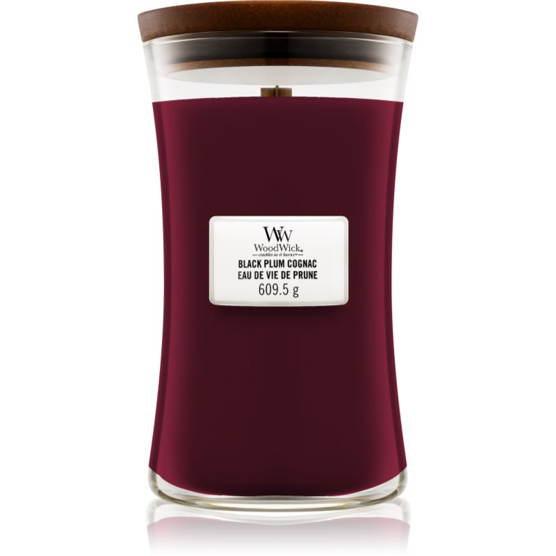 

Woodwick Black Plum aроматична свічка з дерев'яним гнітом