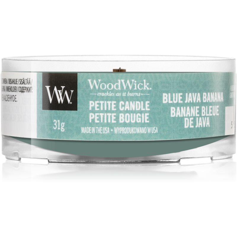 

Woodwick Blue Java Banana вотивна свічка з дерев'яним гнітом