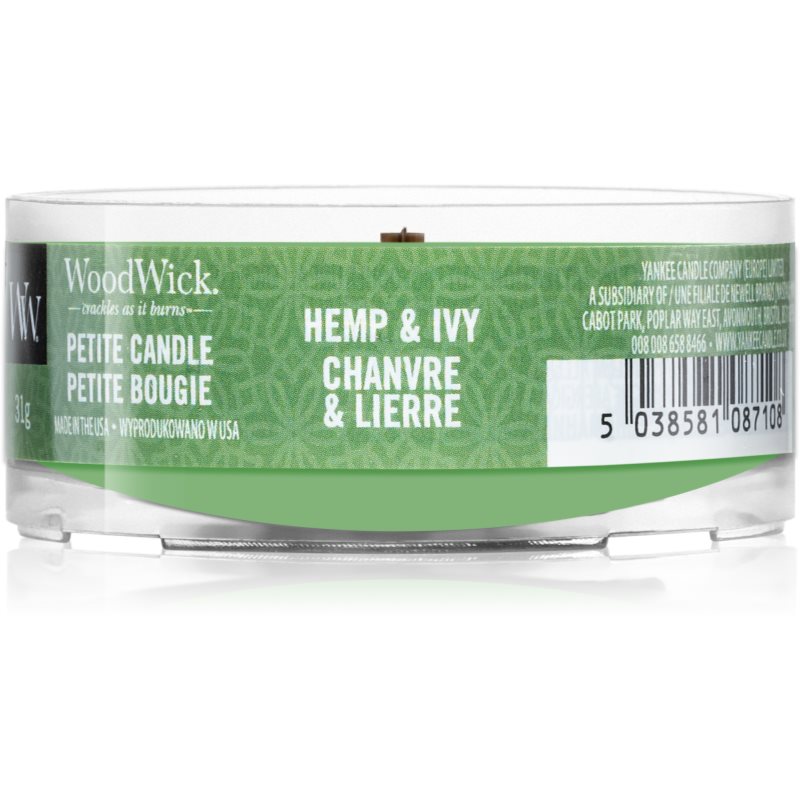 

Woodwick Hemp & Ivy вотивна свічка з дерев'яним гнітом
