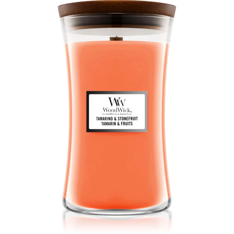 

Woodwick Tamarind & Stonefruit aроматична свічка з дерев'яним гнітом